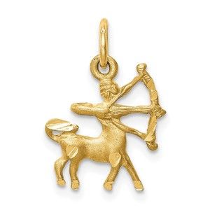 Million Charms 10k Yellow Gold Mini Sagittarius Zodiac Charm Pendant